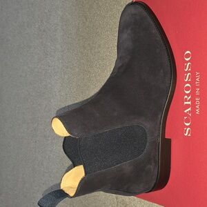 Scarosso Men's Elegant Navy Suede Chelsea Boots